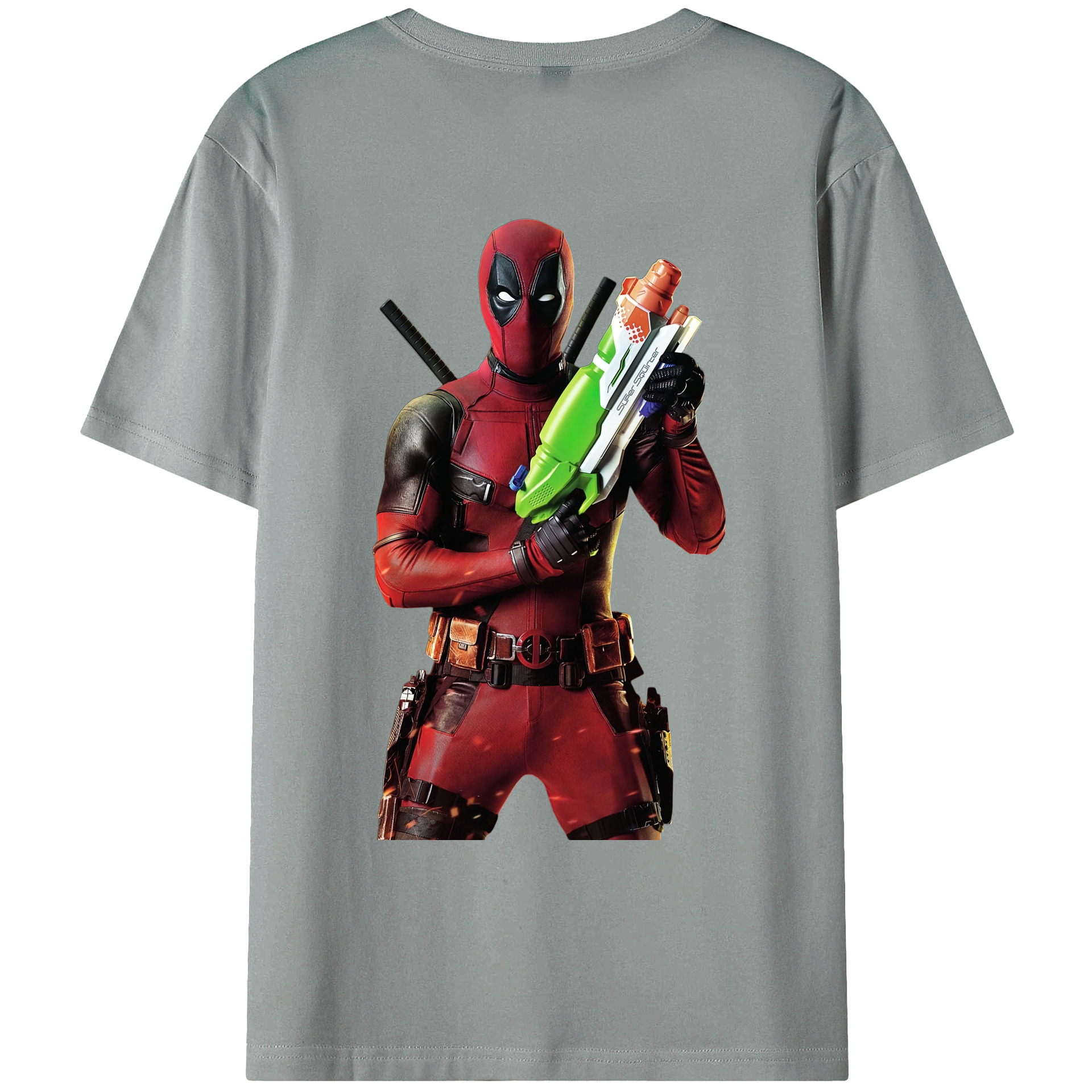（画像用） Deadpool デッドプール 綿100％ メンズ半袖Tシャツ（バックプリント） 通気性